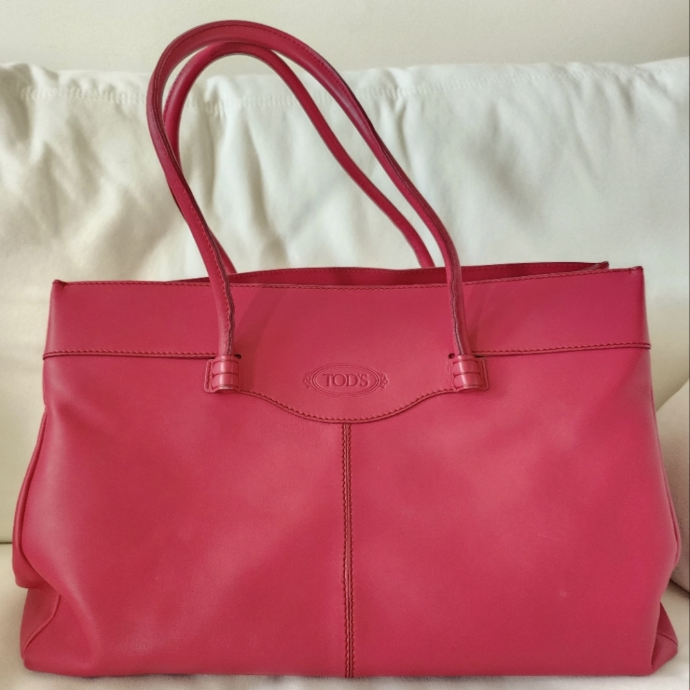 Tod's Pink Leather Tote Bag